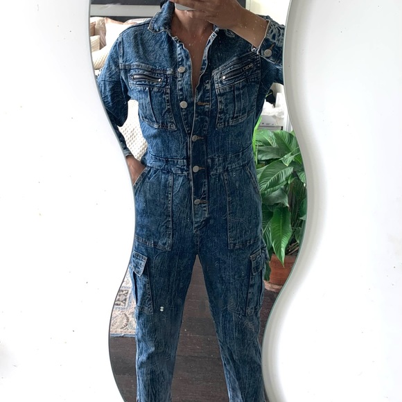 Cotton denim cargo jumpsuit size s GUC - Picture 1 of 9